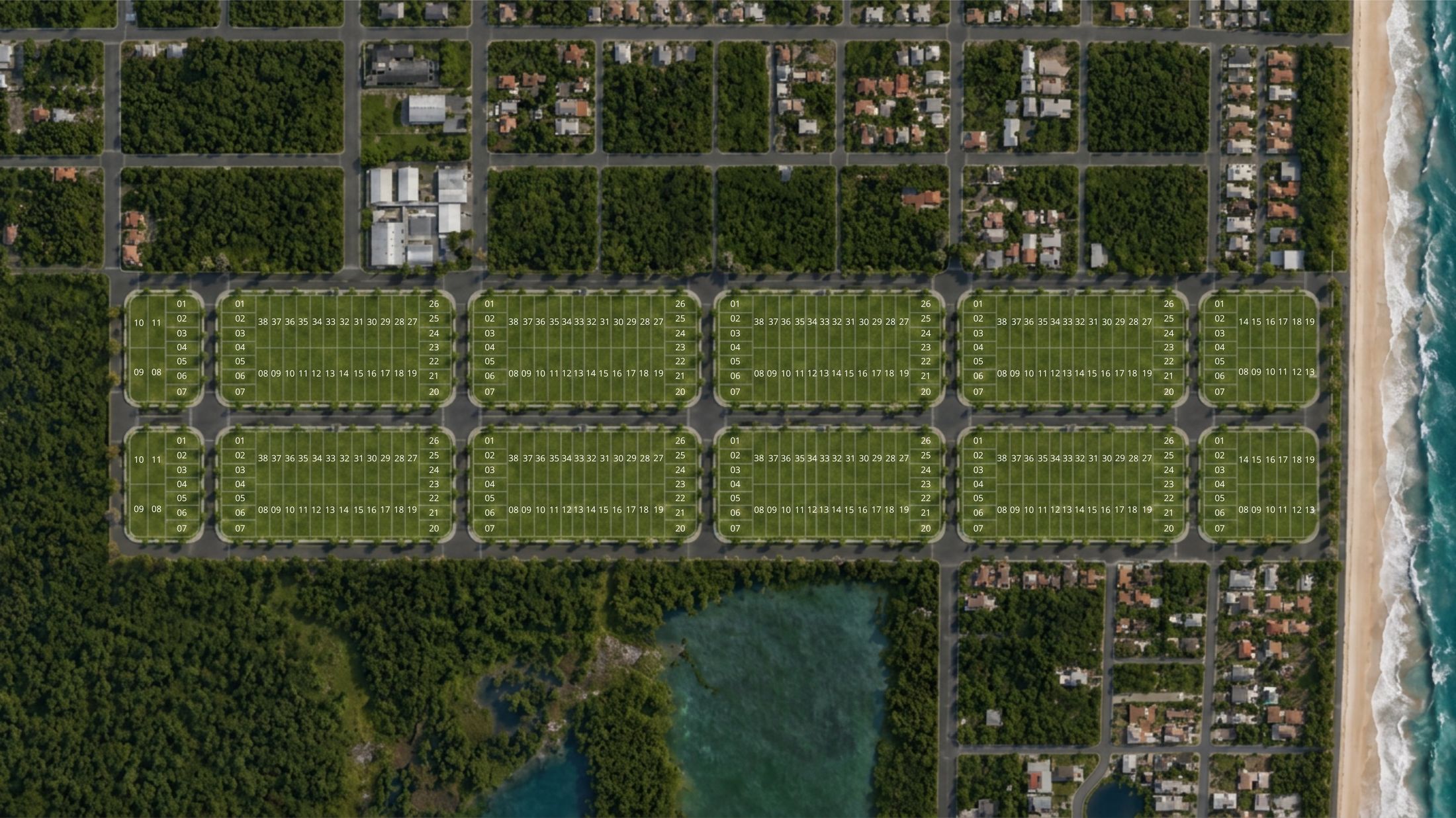 Planta do Loteamento Mar Azul com numeração dos lotes